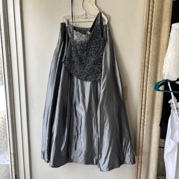 VTG Scala Beaded Silk One Shoulder Asymmetrical Top Black Silver M - Picture 11 of 16